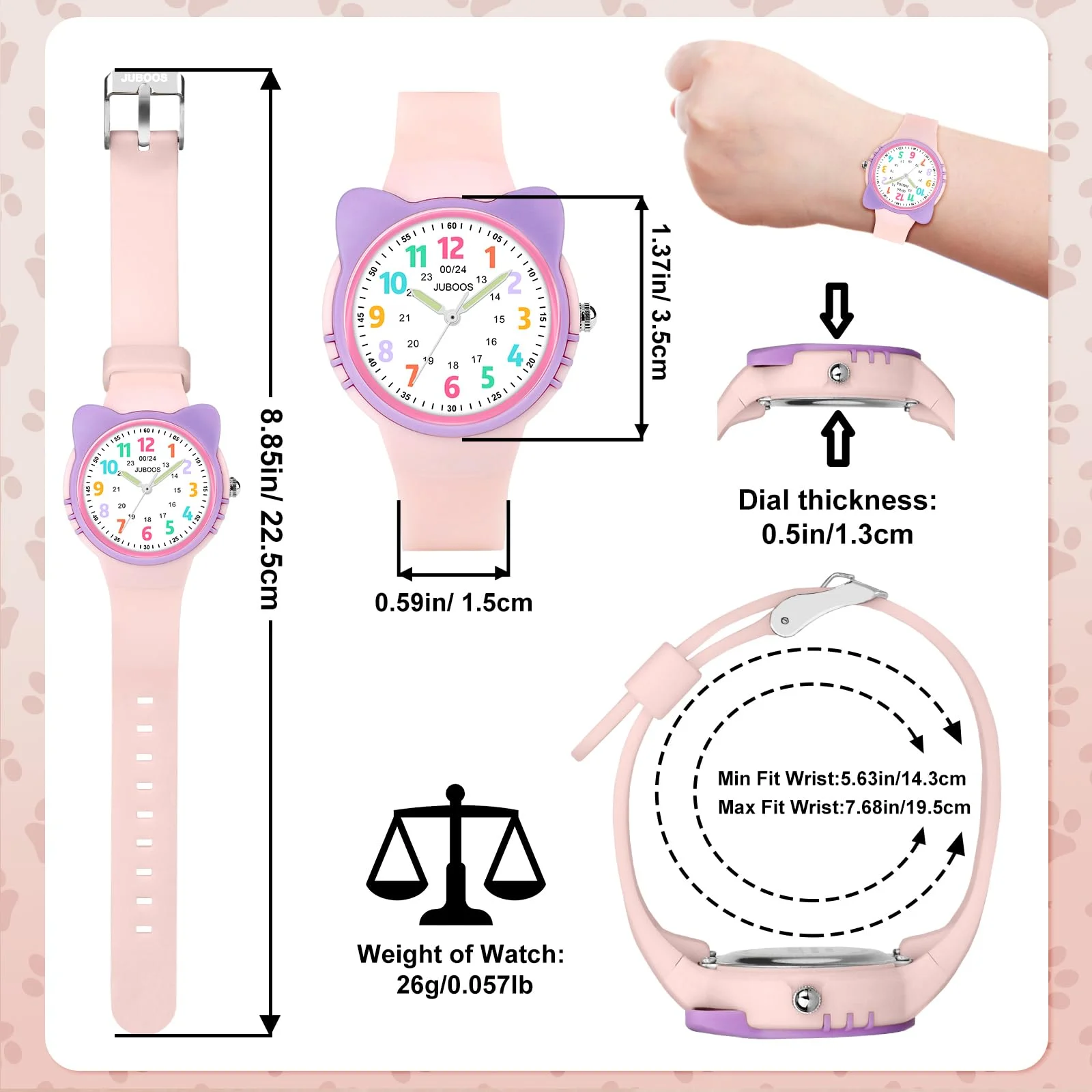 Kids Watch Analog for Boys Girls Toddler 3-12 Learning Time 3ATM Waterproof Quartz Children Wirstwatch with Easy to Read Kids