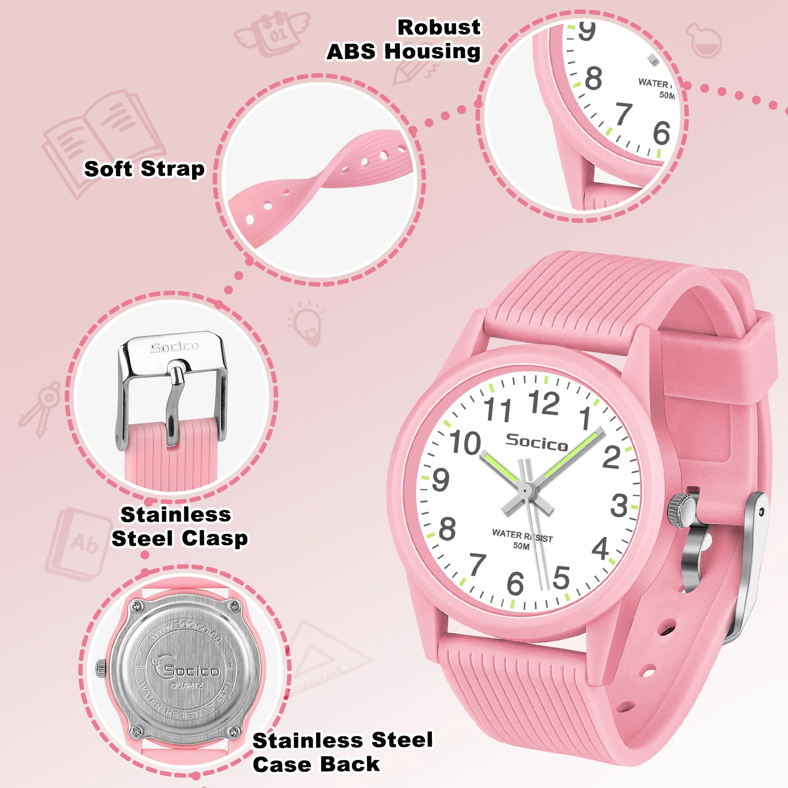 Sport Kids Watch for Kids Waterproof Luminous Children's Electronic LED Watch Fashion Multi-function Week Display Kids Watch