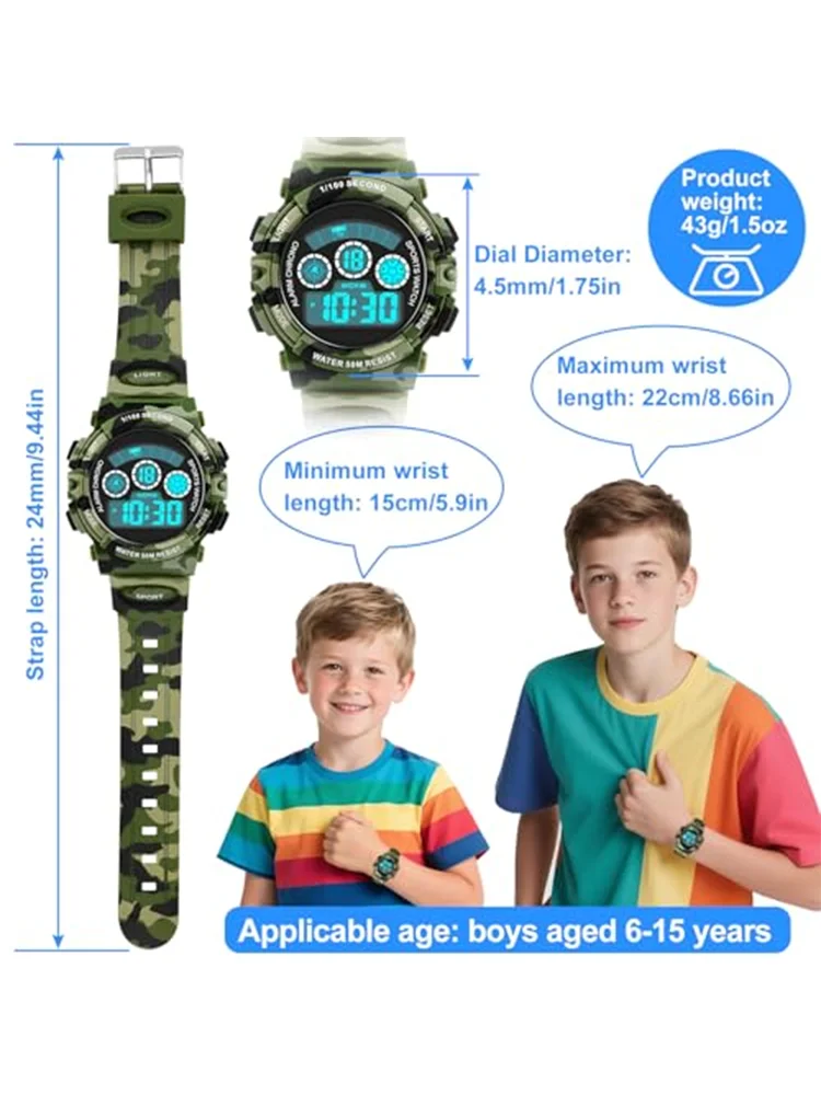 Socico Student Sport Watches For Kids Colorful Electronic Watches 50M Waterproof Clock Children Digital Watch For Boys Girls