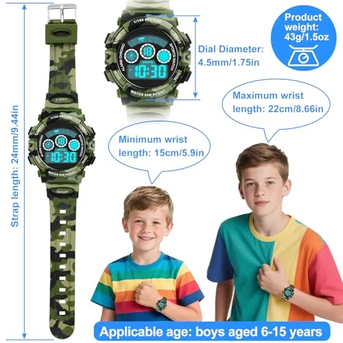 Socico Student Sport Watches For Kids Colorful Electronic Watches 50M Waterproof Clock Children Digital Watch For Boys Girls