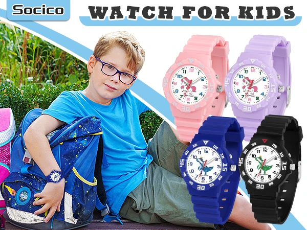 Socico Children's Watch Simple Digital Quartz Watches Casual Sports Purple Silicone Girls Clock Gift Wristwatch