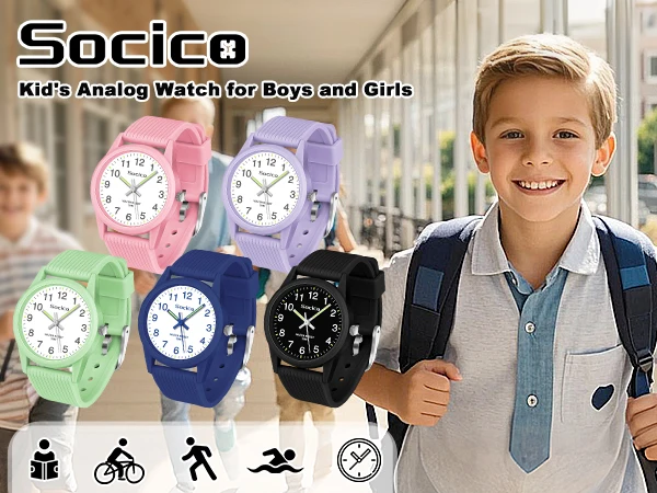 Socico Fashion Cartoon Children's Watch Soft Band Strap For Boys Girls Quartz Women Watch Christmas Gift Kids Analog Watch