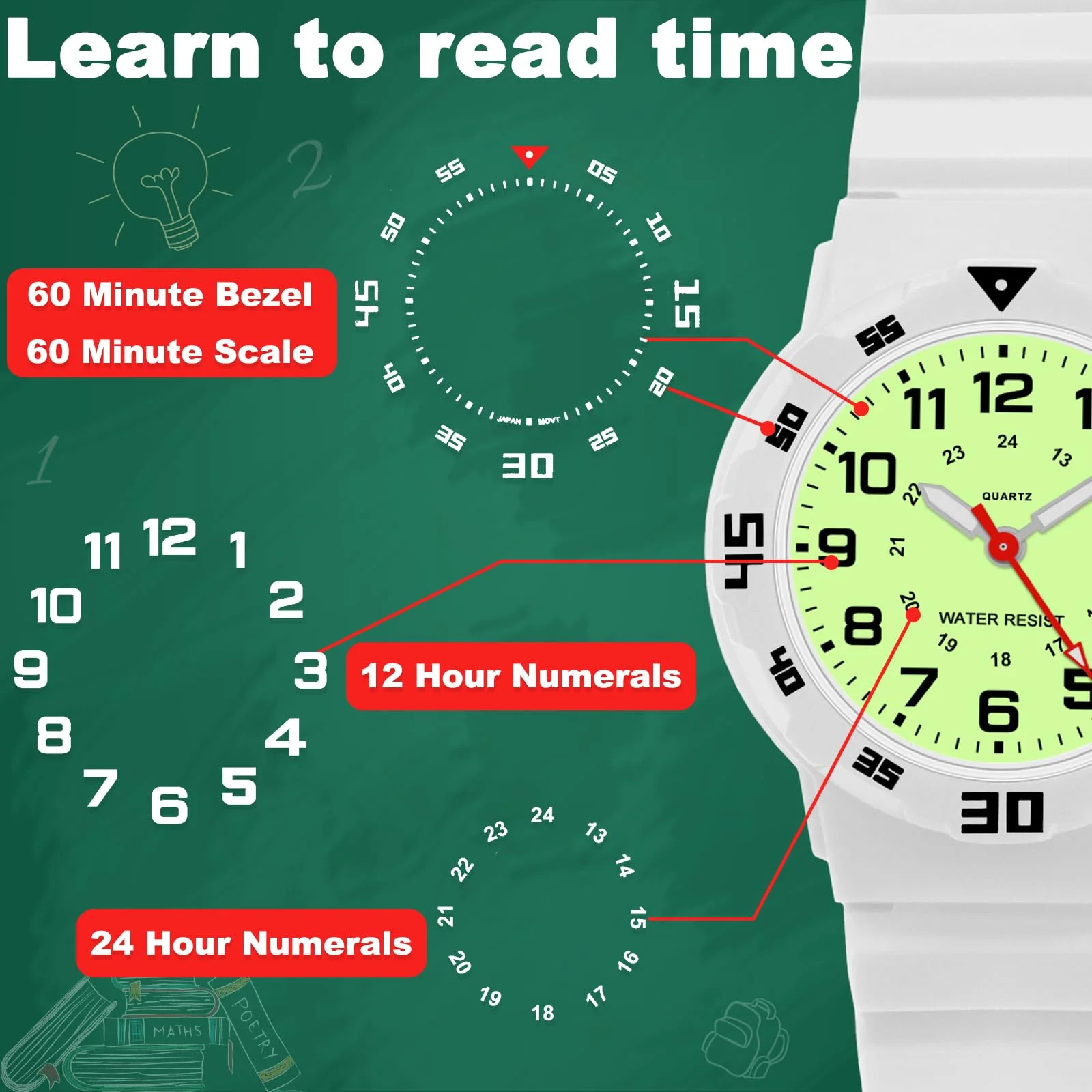 Kids Watches Fashion Luminous Waterproof Alarm Clock Watches Boys and Girls Student Electronic Wristwatch Gift