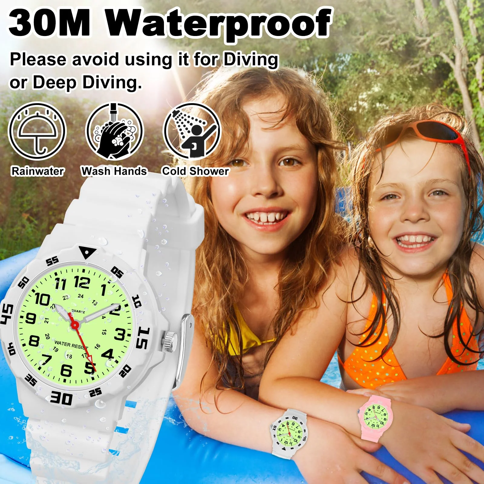 Kids Watches Fashion Luminous Waterproof Alarm Clock Watches Boys and Girls Student Electronic Wristwatch Gift