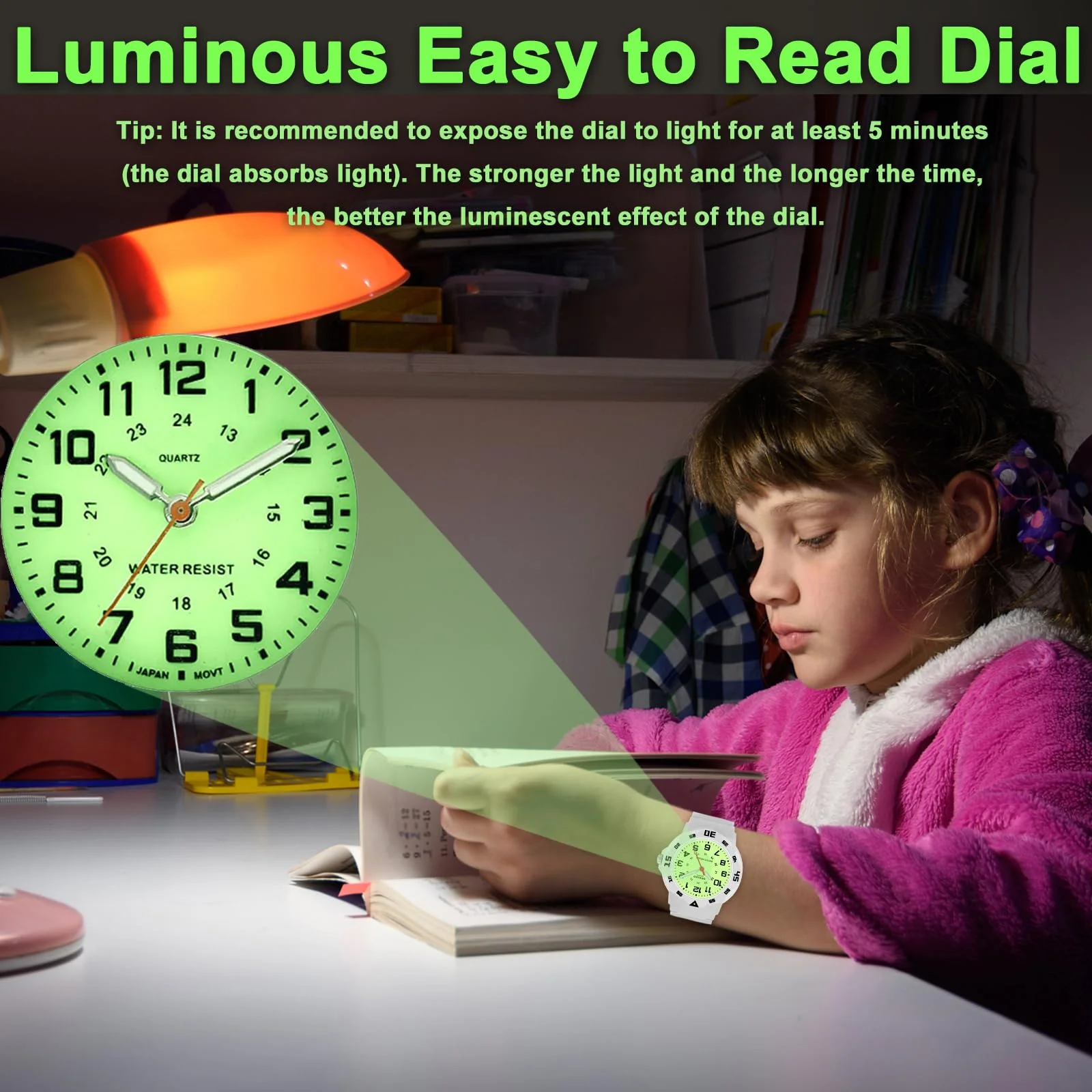 Kids Watches Fashion Luminous Waterproof Alarm Clock Watches Boys and Girls Student Electronic Wristwatch Gift