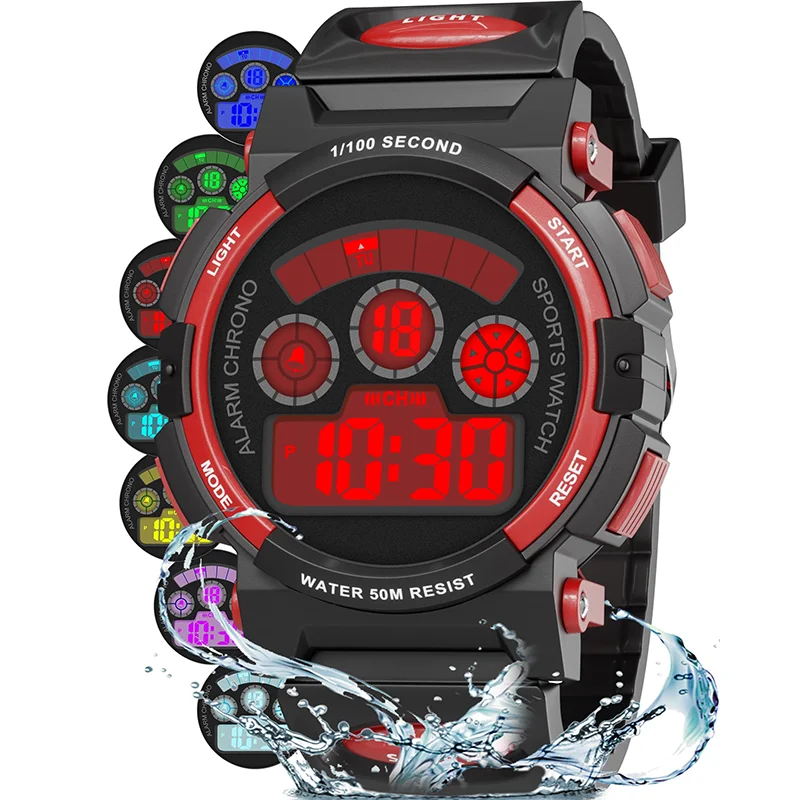 Socico Student Sport Watches For Kids Colorful Electronic Watches Waterproof Clock Children Digital Watch For Boys Girls