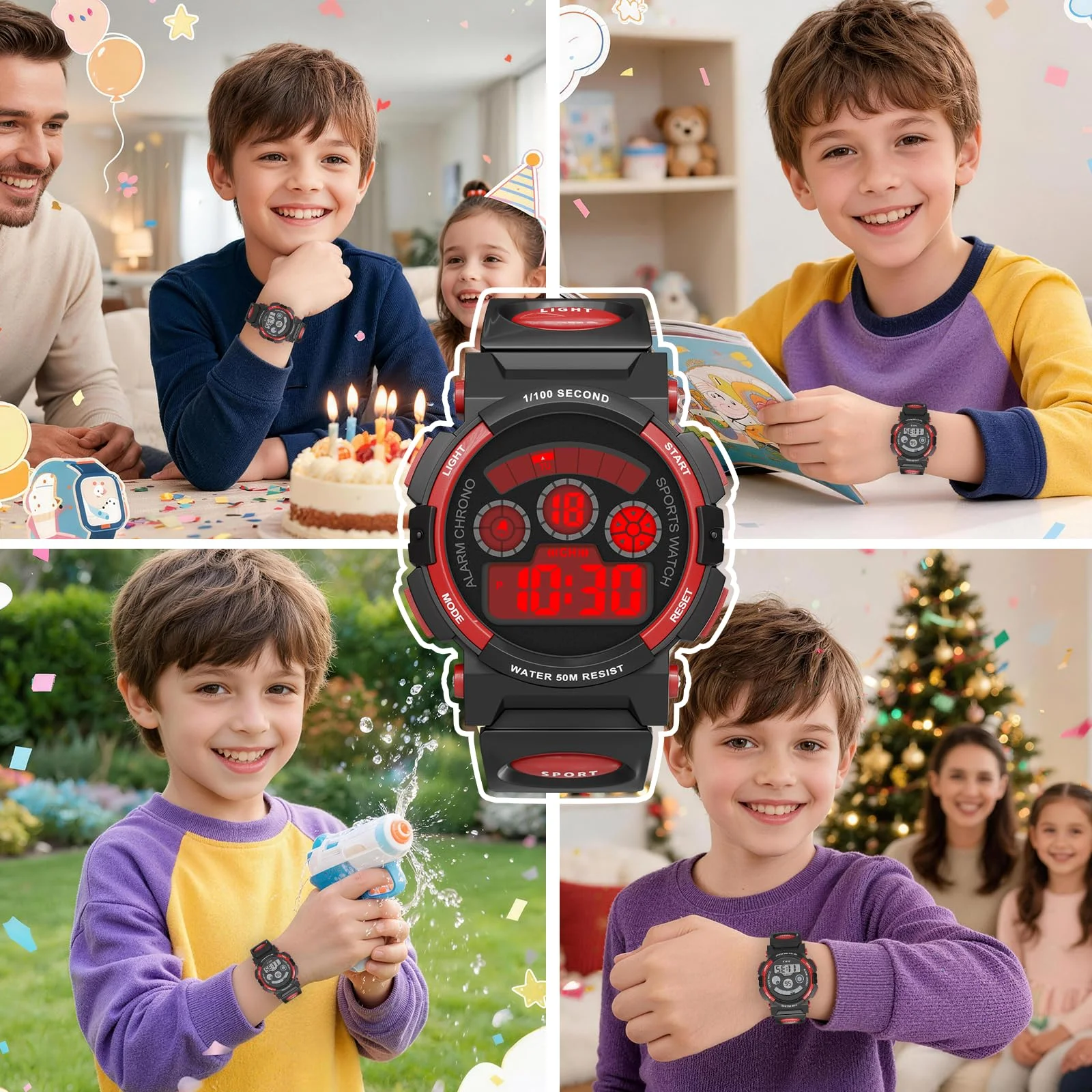 Socico Student Sport Watches For Kids Colorful Electronic Watches Waterproof Clock Children Digital Watch For Boys Girls