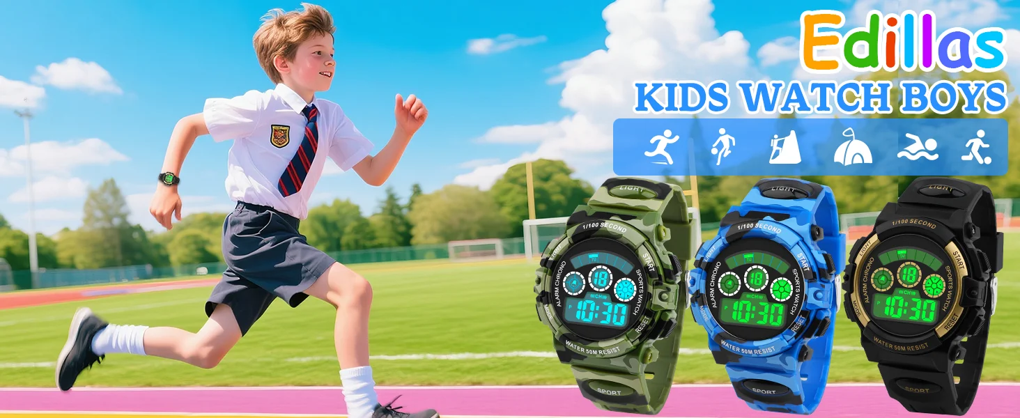 Socico Student Sport Watches For Kids Colorful Electronic Watches Waterproof Clock Children Digital Watch For Boys Girls