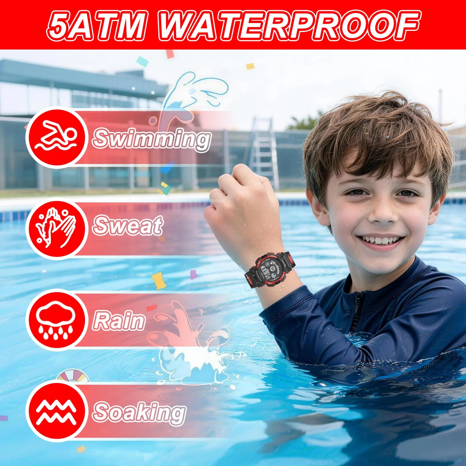Socico Student Sport Watches For Kids Colorful Electronic Watches Waterproof Clock Children Digital Watch For Boys Girls