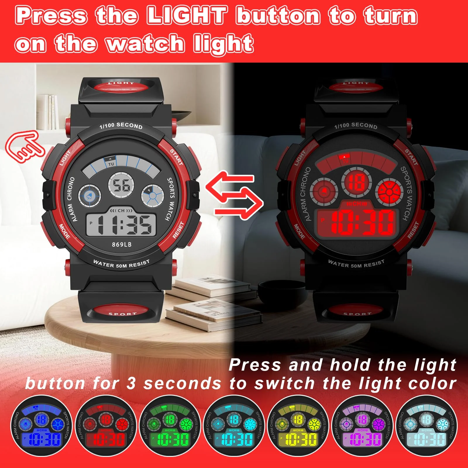 Socico Student Sport Watches For Kids Colorful Electronic Watches Waterproof Clock Children Digital Watch For Boys Girls