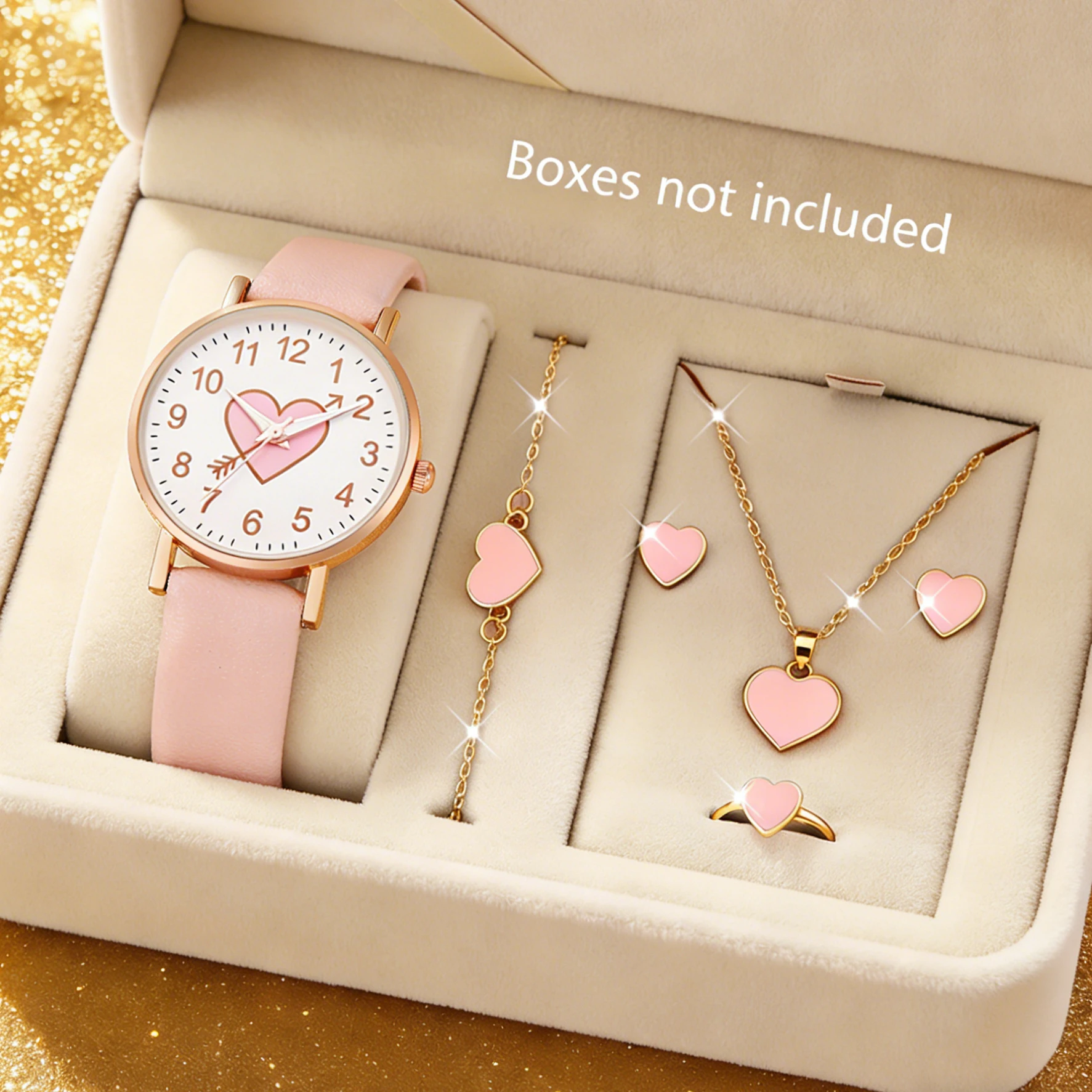 3-Piece Set of New Cute Pink Children's Watches with Wallet, Bracelet, and Accessories, Suitable for Daily Wear, Exquisite Birthday Gift, and the Perfect Gift for Children