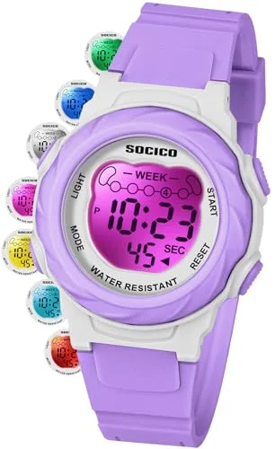 SOCICO Electronic Watch For Boys Girls Children Luminous Dial Military Sport Watches for Kids Waterproof Multi-function Digital