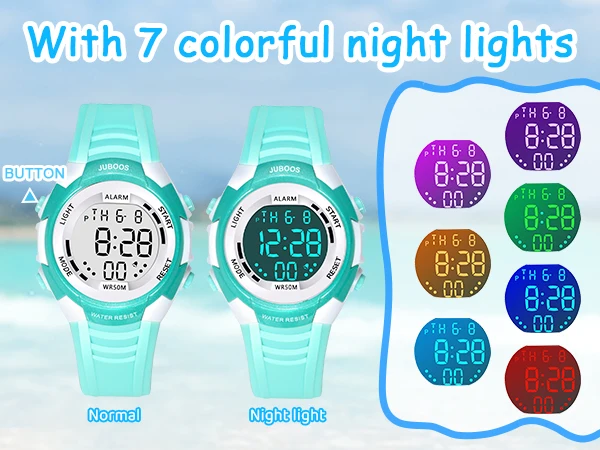 Socico Fashion Kids Sports Watches 7-colors Luminous Multifunction LED Digital Watch Boys and Girls Student Children's Watches
