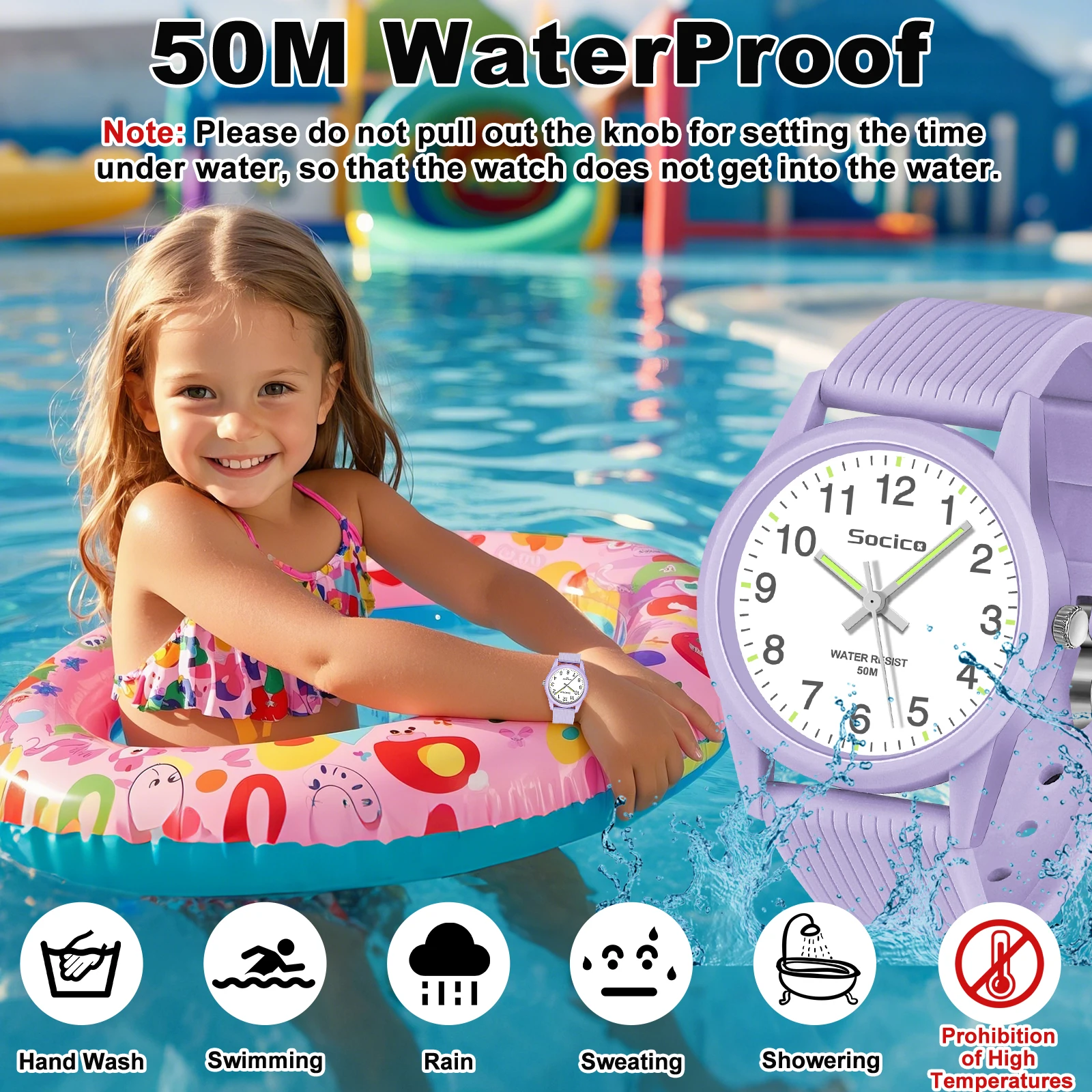 SOCICO Kids Watch Fashion Quartz Boys and Girls Silicone Strap Students Wrist Watch Student Clock Gift