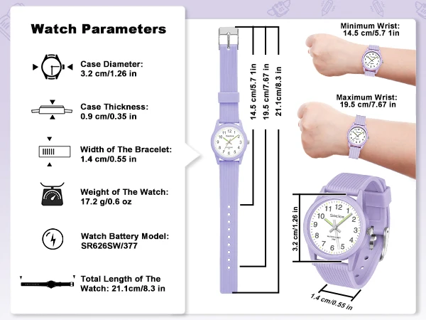 SOCICO Kids Watch Fashion Quartz Boys and Girls Silicone Strap Students Wrist Watch Student Clock Gift