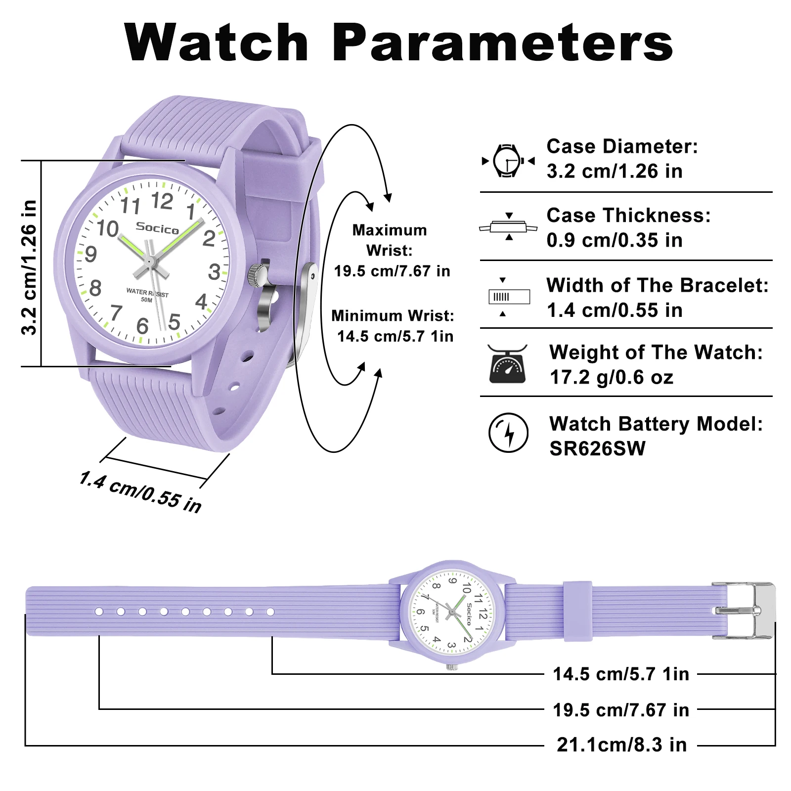 SOCICO Kids Watch Fashion Quartz Boys and Girls Silicone Strap Students Wrist Watch Student Clock Gift