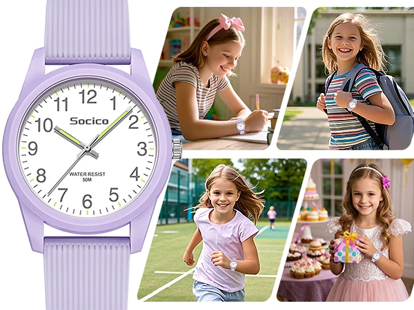SOCICO Kids Watch Fashion Quartz Boys and Girls Silicone Strap Students Wrist Watch Student Clock Gift