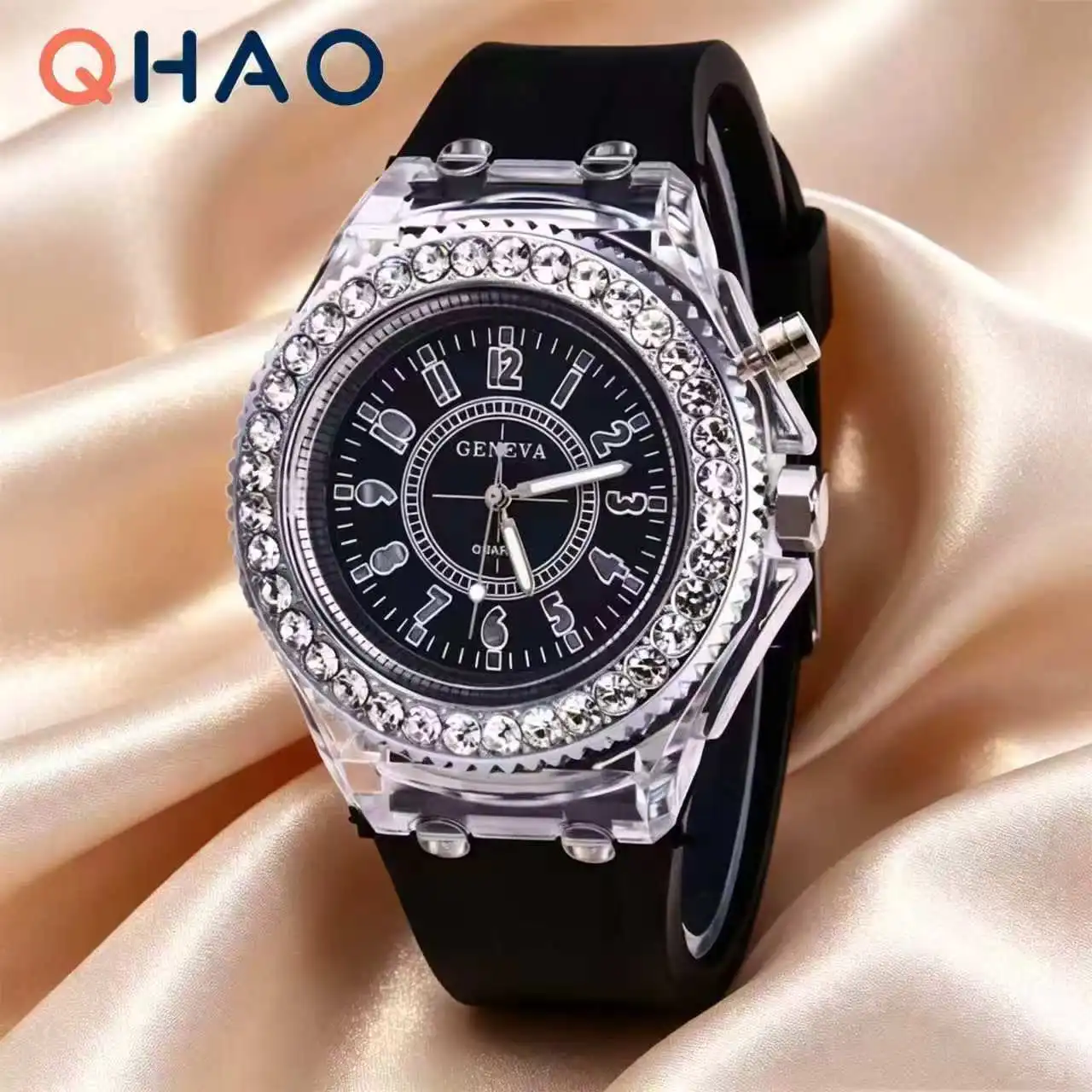 LED Light Flash Luminous Watches Women Men Boys Girls Silicone Wrist Watch Fashion Rhinestone Clock Kids Children Relogio Saati