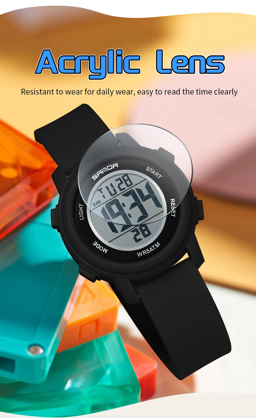 SANDA 9518 New Digital Watch Men Women Sport Wristwatch Top Brand Luxury LED Stopwatch Waterproof Male Girl Electronic Clock