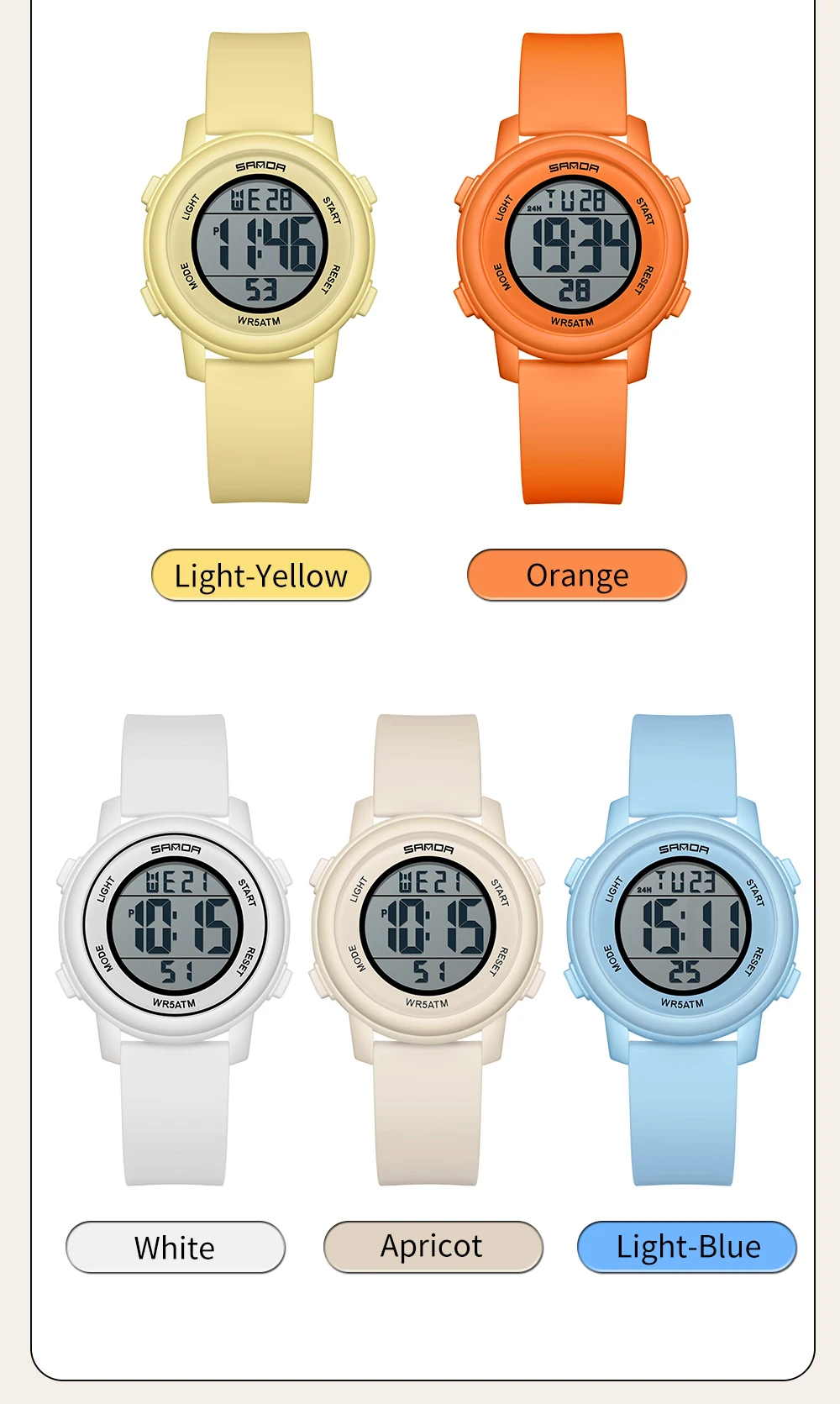 SANDA 9518 New Digital Watch Men Women Sport Wristwatch Top Brand Luxury LED Stopwatch Waterproof Male Girl Electronic Clock