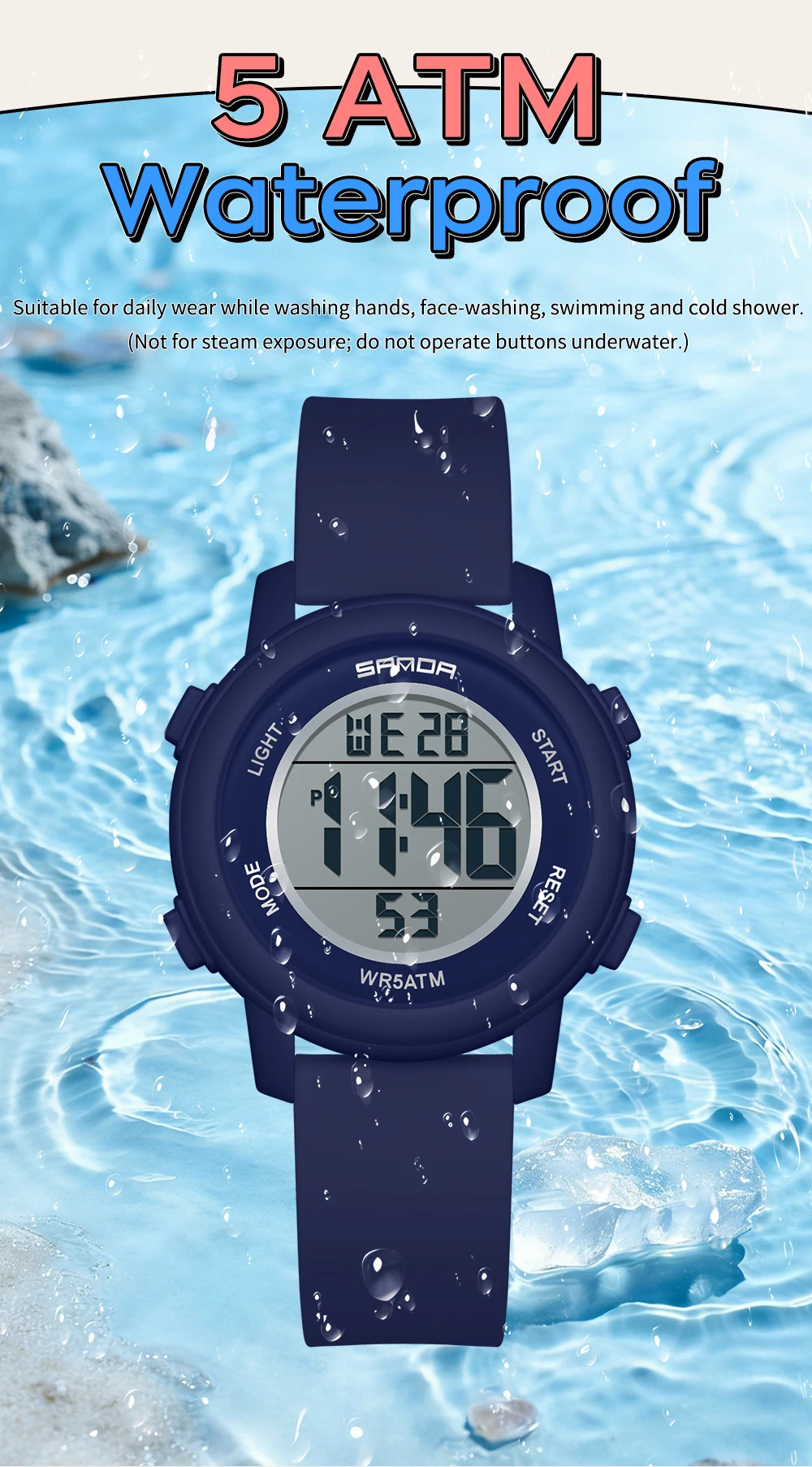 SANDA 9518 New Digital Watch Men Women Sport Wristwatch Top Brand Luxury LED Stopwatch Waterproof Male Girl Electronic Clock