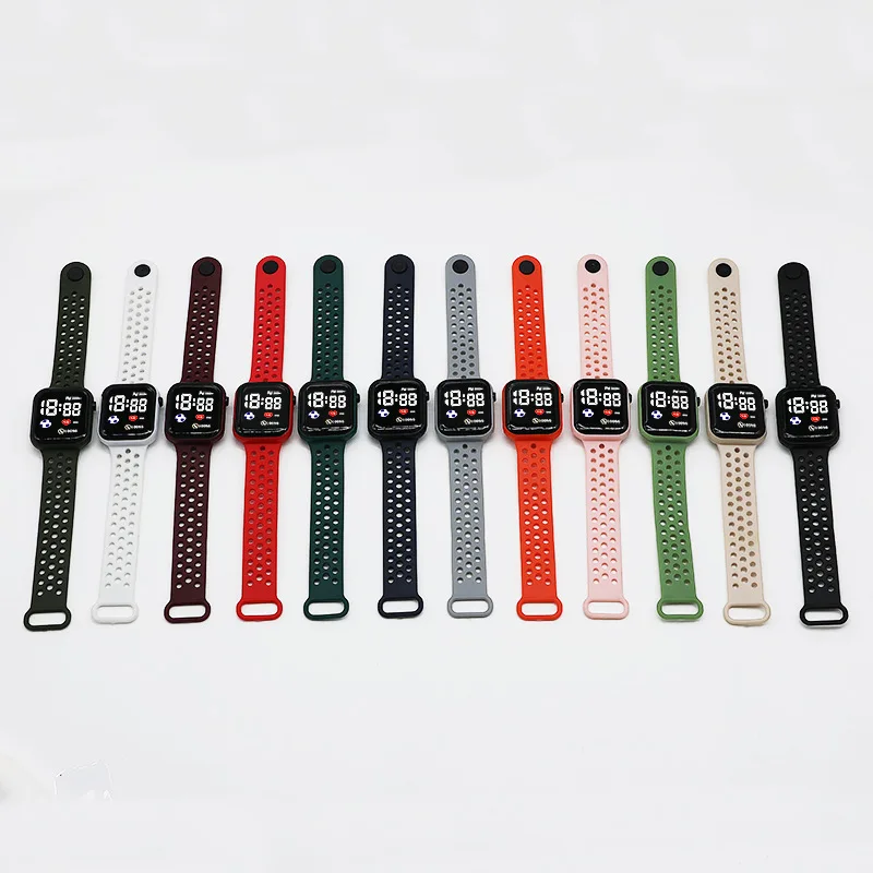 Fashion Kids Digital Watch Unisex LED Sports Wristwatch Soft Silicone Strap Non-waterproof Electronic Clock for Boys and Girls