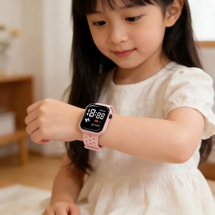 Fashion Kids Digital Watch Unisex LED Sports Wristwatch Soft Silicone Strap Non-waterproof Electronic Clock for Boys and Girls