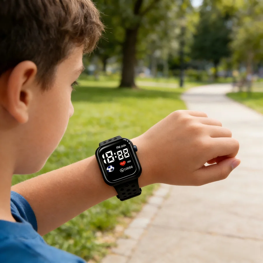 Fashion Kids Digital Watch Unisex LED Sports Wristwatch Soft Silicone Strap Non-waterproof Electronic Clock for Boys and Girls