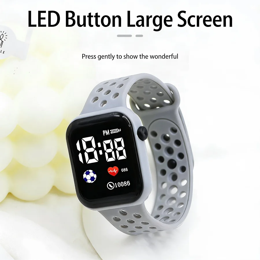 Fashion Kids Digital Watch Unisex LED Sports Wristwatch Soft Silicone Strap Non-waterproof Electronic Clock for Boys and Girls