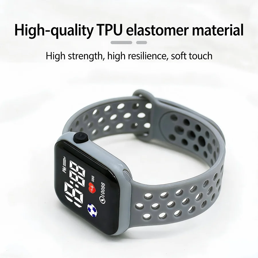 Fashion Kids Digital Watch Unisex LED Sports Wristwatch Soft Silicone Strap Non-waterproof Electronic Clock for Boys and Girls