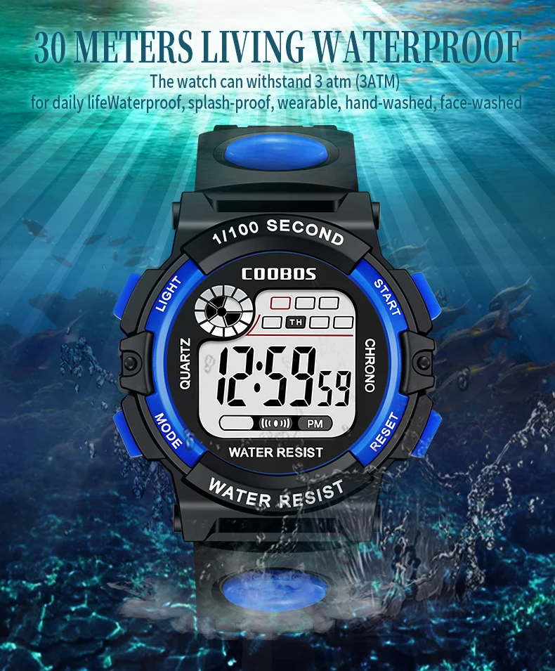 Multifunctional Digital Watch For Kids Boys Girls 30M Waterproof Sport LED Electronic Wristwatch Fashion Luminous Children Watch