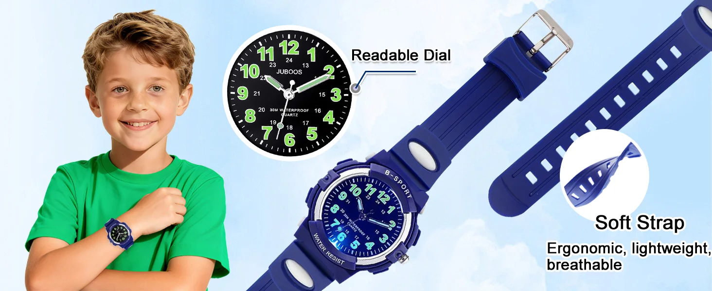 Socico Children's Watches for Boy Girl Color LED Display Digital Alarm Clock Waterproof Sports Kids Wristwatches