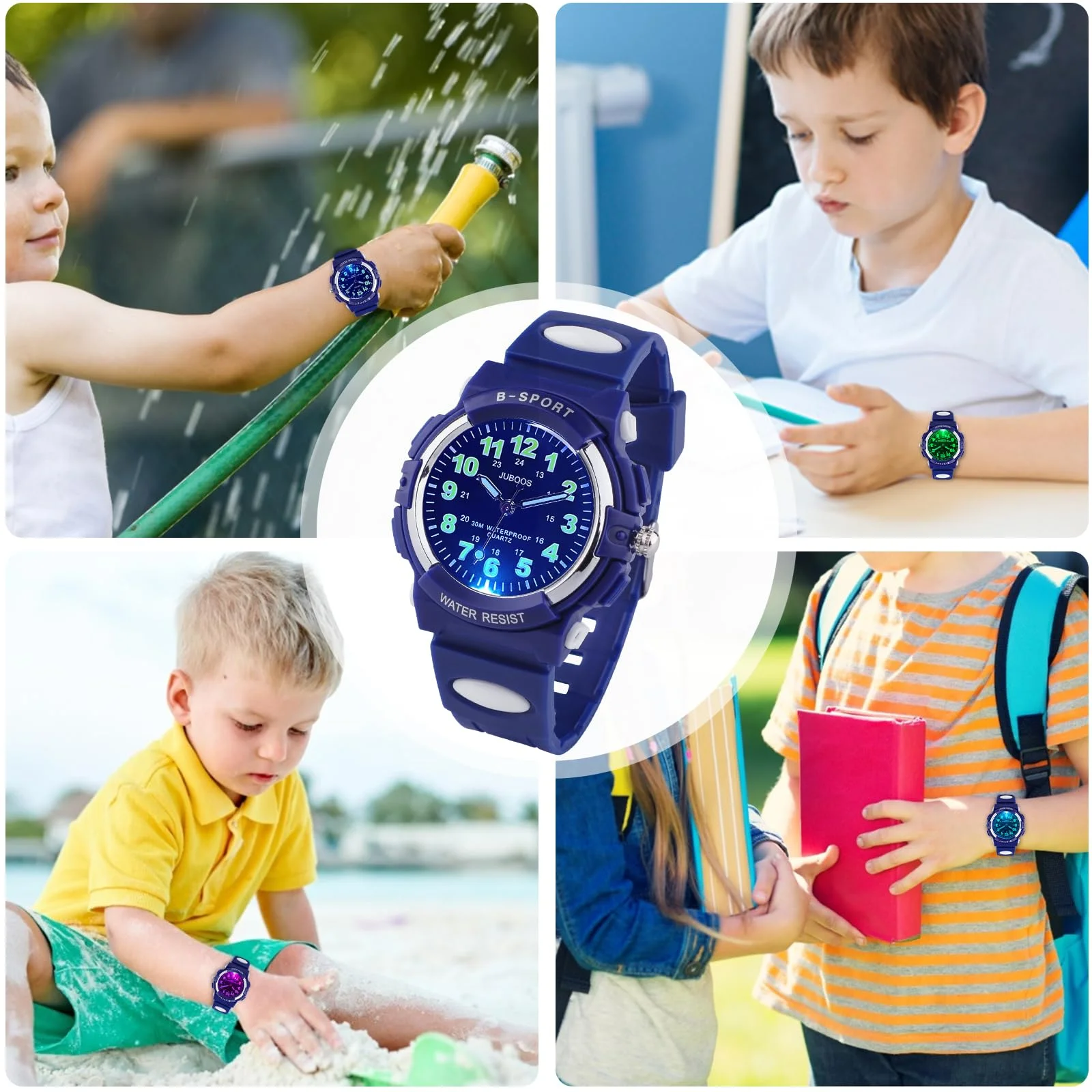 Socico Children's Watches for Boy Girl Color LED Display Digital Alarm Clock Waterproof Sports Kids Wristwatches