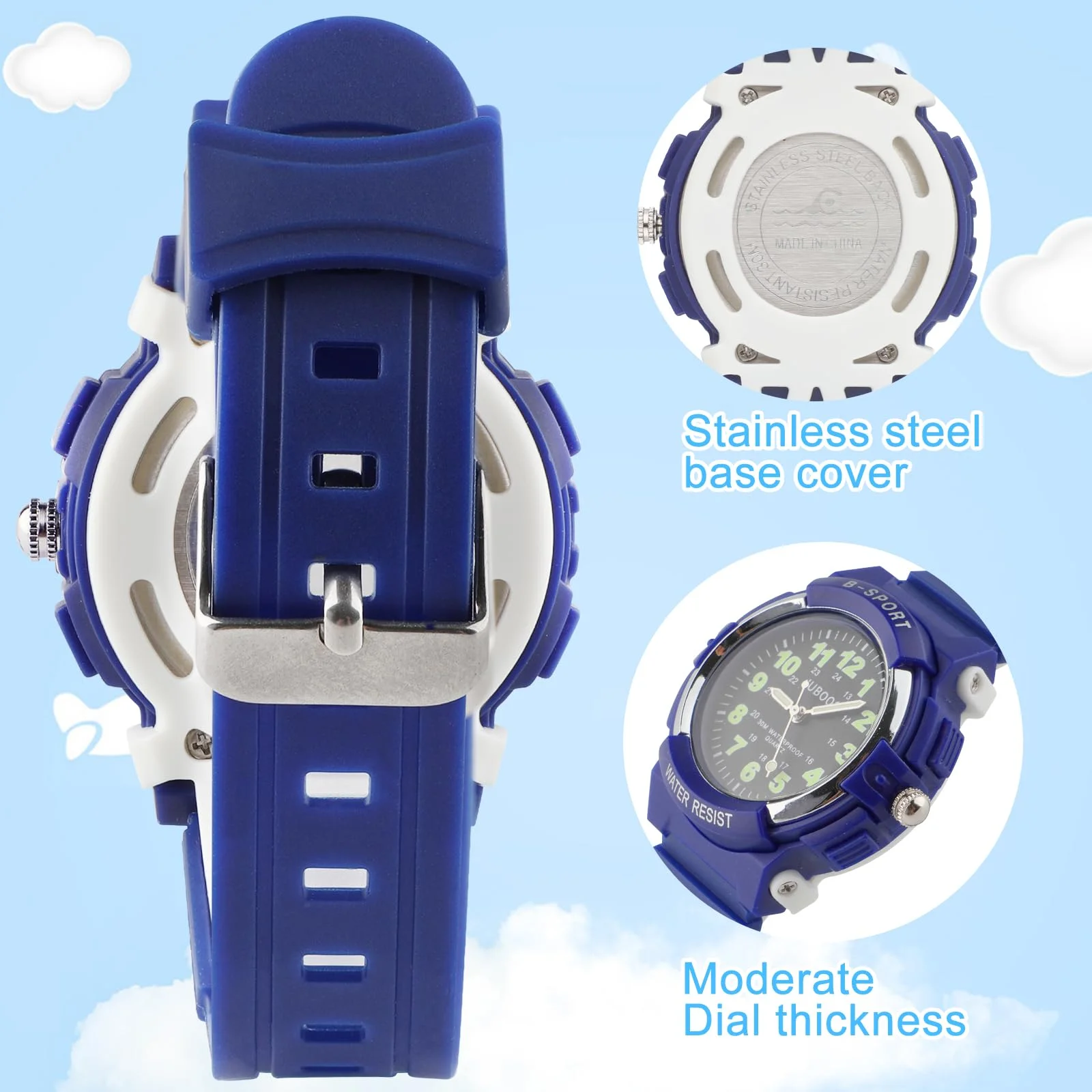 Socico Children's Watches for Boy Girl Color LED Display Digital Alarm Clock Waterproof Sports Kids Wristwatches