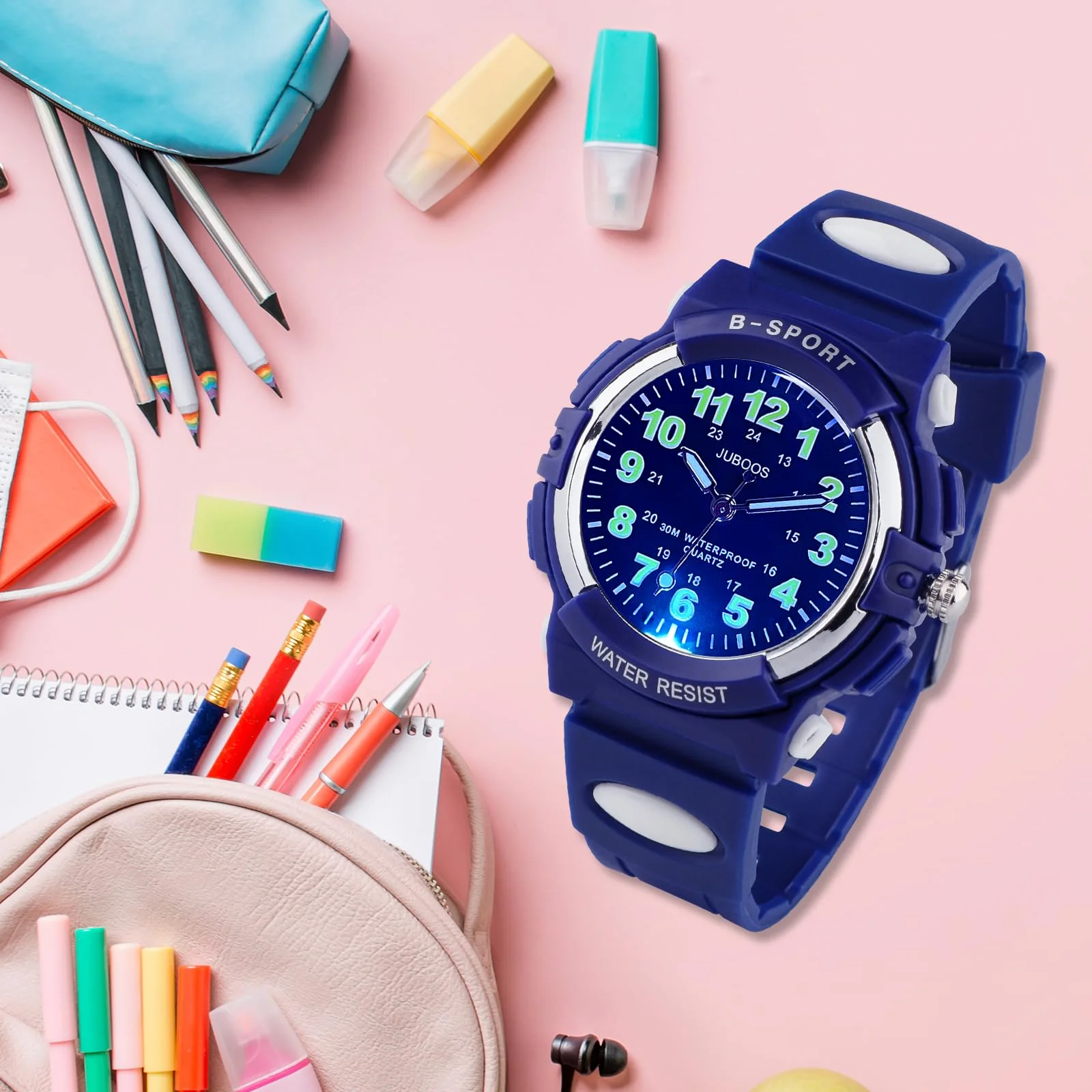 Socico Children's Watches for Boy Girl Color LED Display Digital Alarm Clock Waterproof Sports Kids Wristwatches