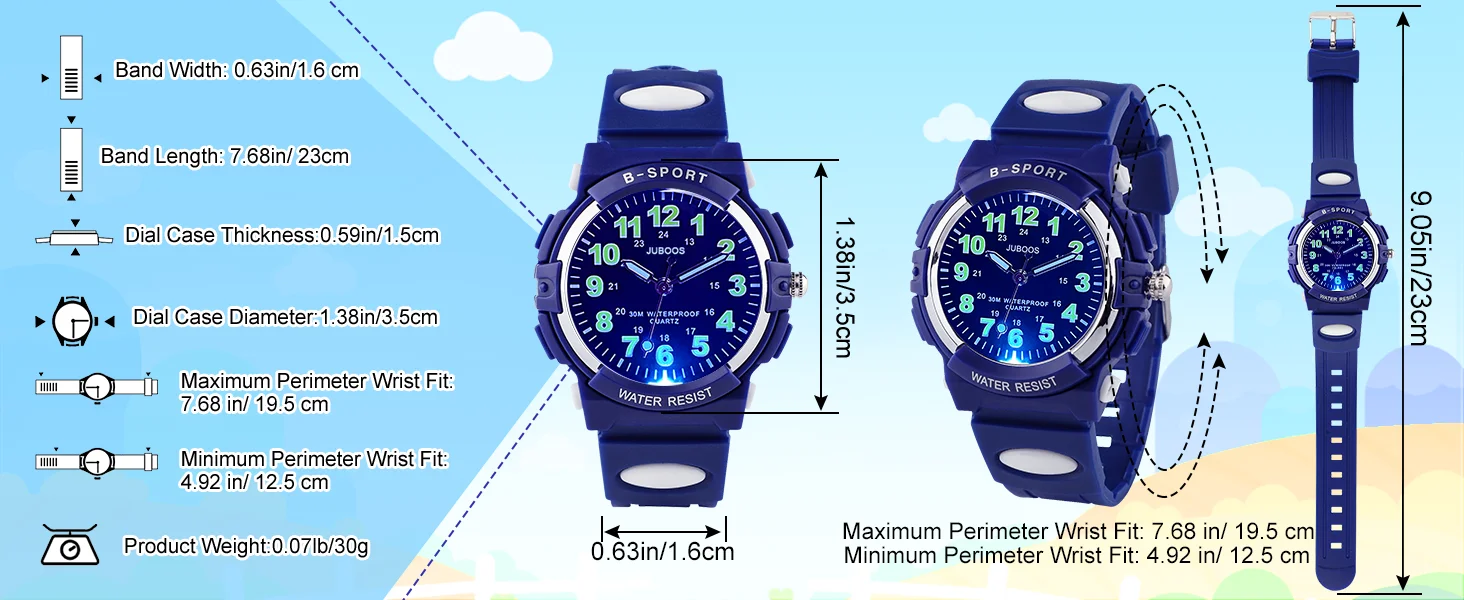Socico Children's Watches for Boy Girl Color LED Display Digital Alarm Clock Waterproof Sports Kids Wristwatches