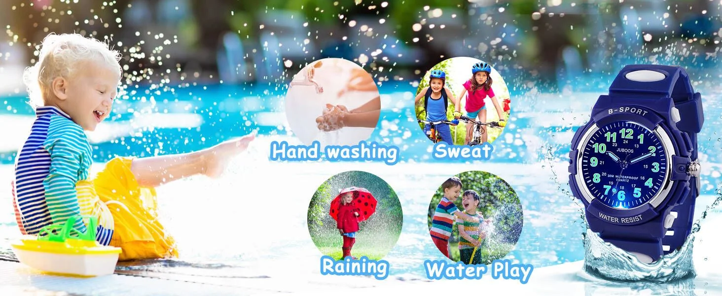 Socico Children's Watches for Boy Girl Color LED Display Digital Alarm Clock Waterproof Sports Kids Wristwatches