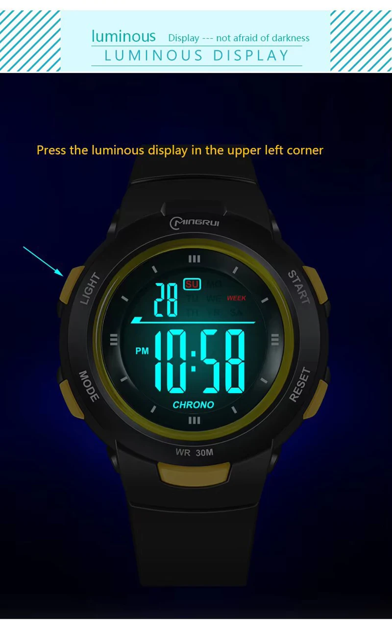 Kids Watches Fashion Luminous Waterproof Alarm Clock Smart Watches Boys and Girls Student Electronic Watch Gift UTHAI CE49