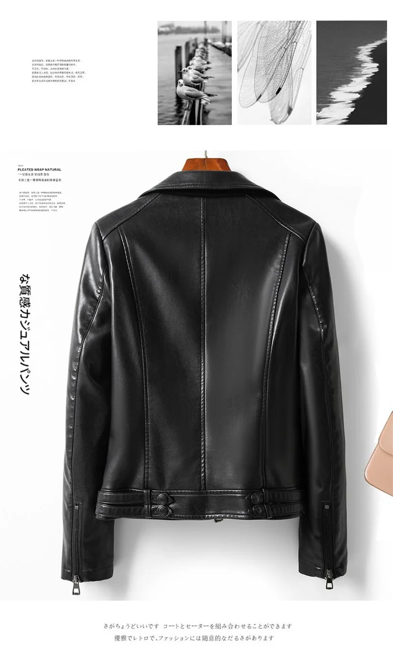 Streetwear Women's 2nd Layer Sheepskin Jacket Genuine Leather Short Coat Autumn Winter Green Moto Biker Outerwear Casual Tops
