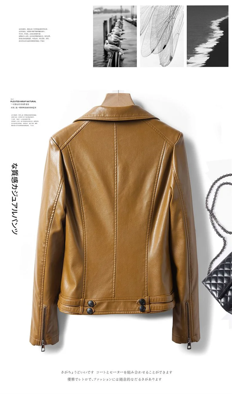 Streetwear Women's 2nd Layer Sheepskin Jacket Genuine Leather Short Coat Autumn Winter Green Moto Biker Outerwear Casual Tops