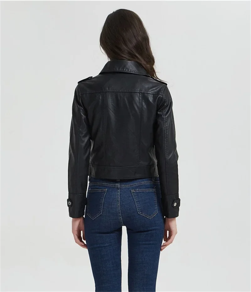 Women's Motorcycle Leather Jacket Fashion New 2025 Spring Autumn Coat Top Slim Versatile PU  Leather Outerwear Female Coat