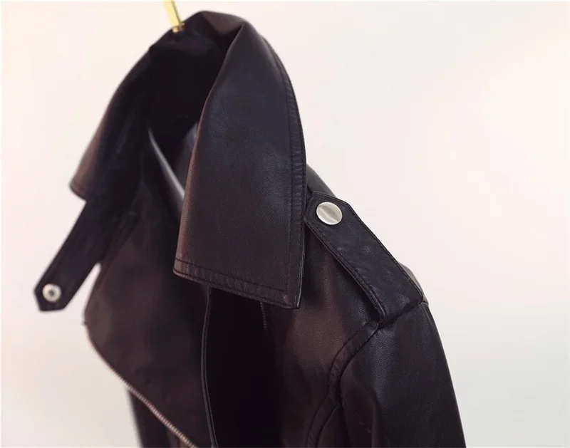 Women's Motorcycle Leather Jacket Fashion New 2025 Spring Autumn Coat Top Slim Versatile PU  Leather Outerwear Female Coat