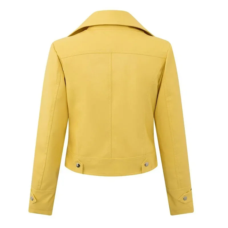 Women's Motorcycle Leather Jacket Fashion New 2025 Spring Autumn Coat Top Slim Versatile PU  Leather Outerwear Female Coat