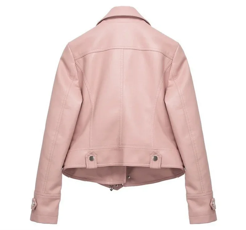 Women's Motorcycle Leather Jacket Fashion New 2025 Spring Autumn Coat Top Slim Versatile PU  Leather Outerwear Female Coat