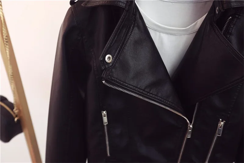 Women's Motorcycle Leather Jacket Fashion New 2025 Spring Autumn Coat Top Slim Versatile PU  Leather Outerwear Female Coat