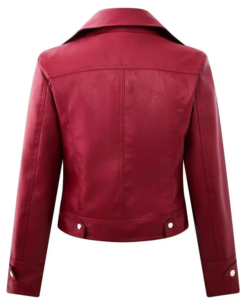 Women's Motorcycle Leather Jacket Fashion New 2025 Spring Autumn Coat Top Slim Versatile PU  Leather Outerwear Female Coat