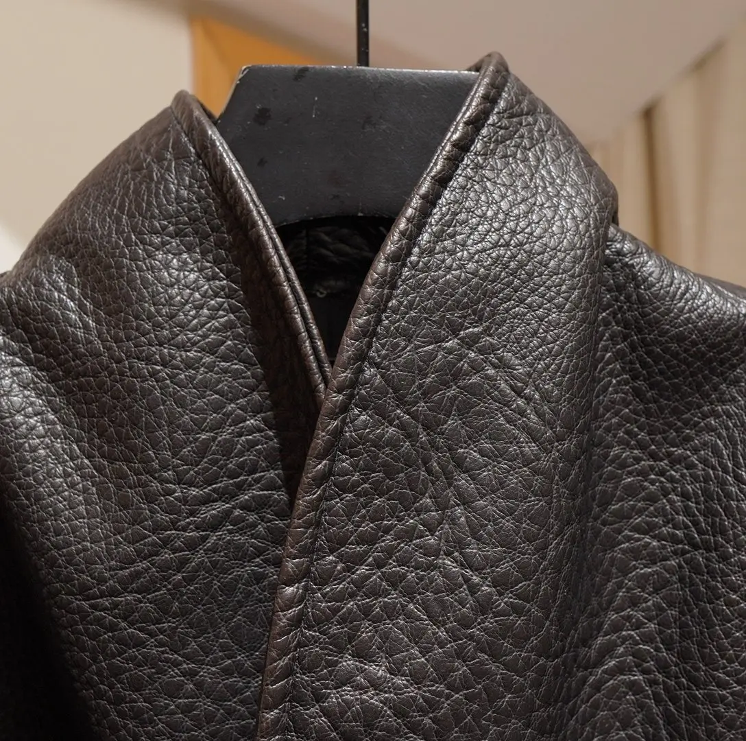 Original Trendy 2026 Brown Shawl Collar Faux Leather Coat Women Autumn Belted Coat  Brand Hot Fashion Girls PU Leather Jackets