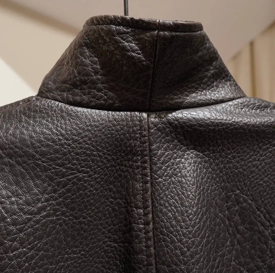 Original Trendy 2026 Brown Shawl Collar Faux Leather Coat Women Autumn Belted Coat Brand Hot Fashion Girls PU Leather Jackets