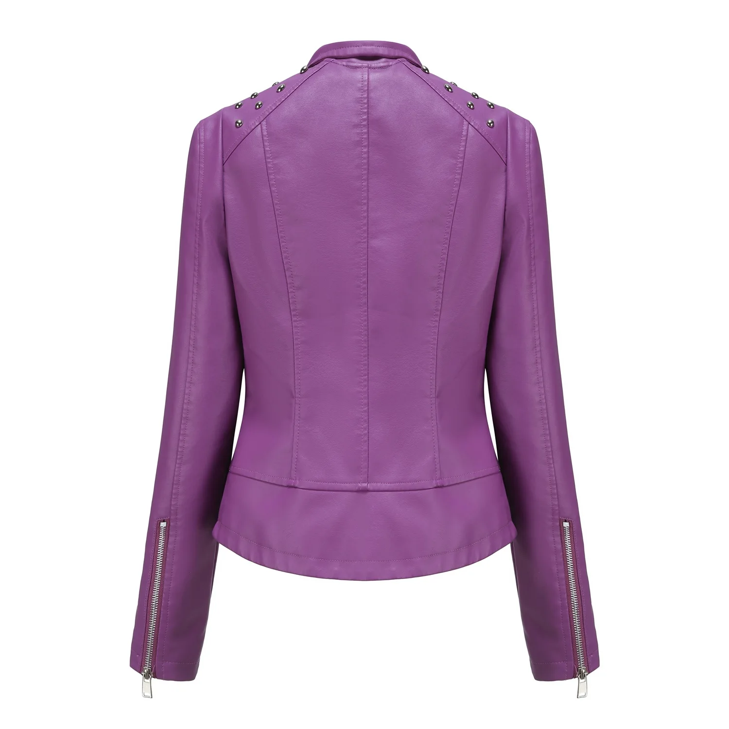 Motorcycle PU Leather Jacket for Women, Fashionable Lapel, Black Motorcycle Jacket, Zipper windproof jacket