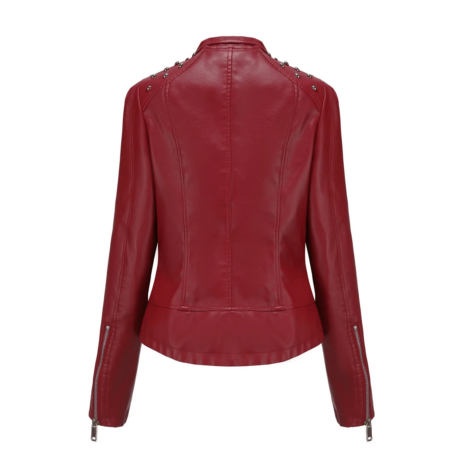 Motorcycle PU Leather Jacket for Women, Fashionable Lapel, Black Motorcycle Jacket, Zipper windproof jacket